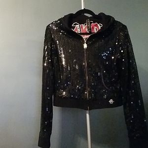 Black sequined Akademics bolero hooded jacket